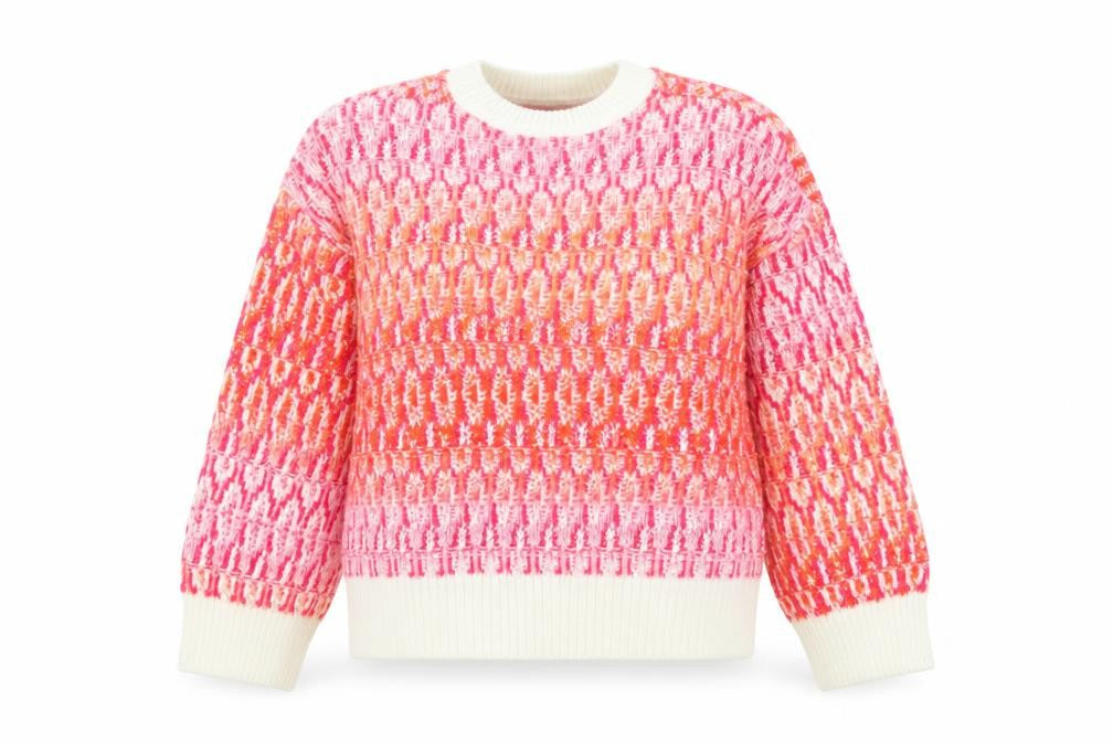 Tu Women’s Pink Orange Knit Jumper Size 14 Crew Neck Pullover