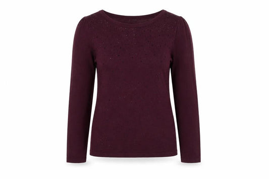 Monsoon Womens Purple Beaded Jumper Size 12 Crew Neck Pullover