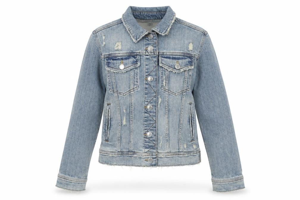 Zara Women Blue Denim Distressed Jacket Size 8 Casual Buttoned