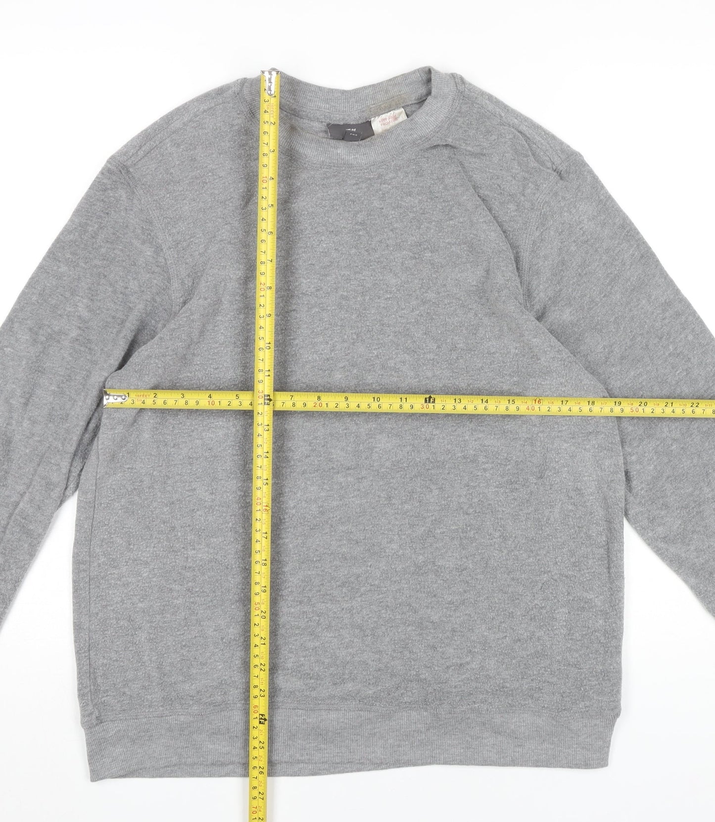 H&M Men’s Grey Pullover Sweatshirt Size M Regular Fit Crew Neck