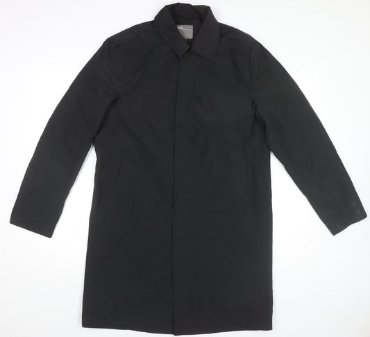 ASOS Women Black Long Overcoat Coat M Polyester Lined Classic