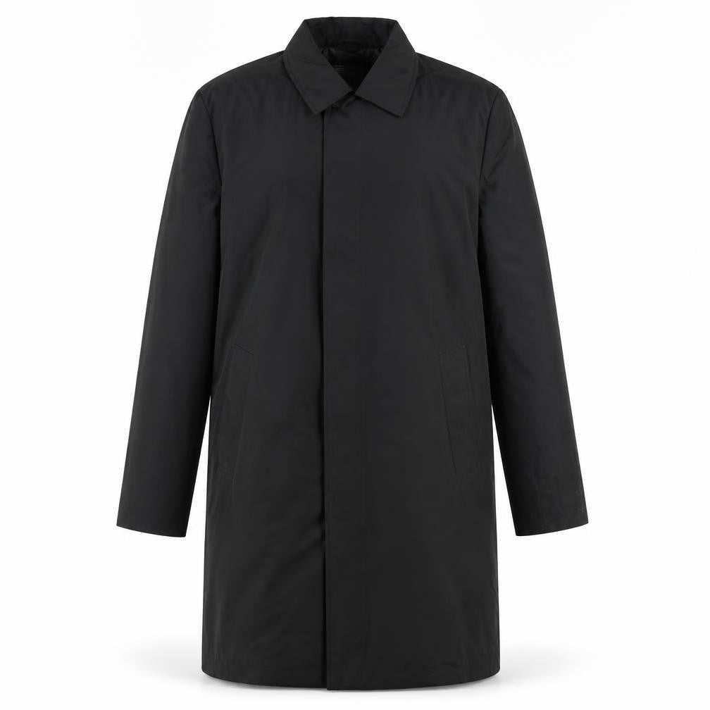 Front view of ASOS Women Black Long Overcoat Coat M Polyester Lined Classic