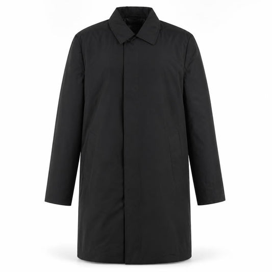 Front view of ASOS Women Black Long Overcoat Coat M Polyester Lined Classic