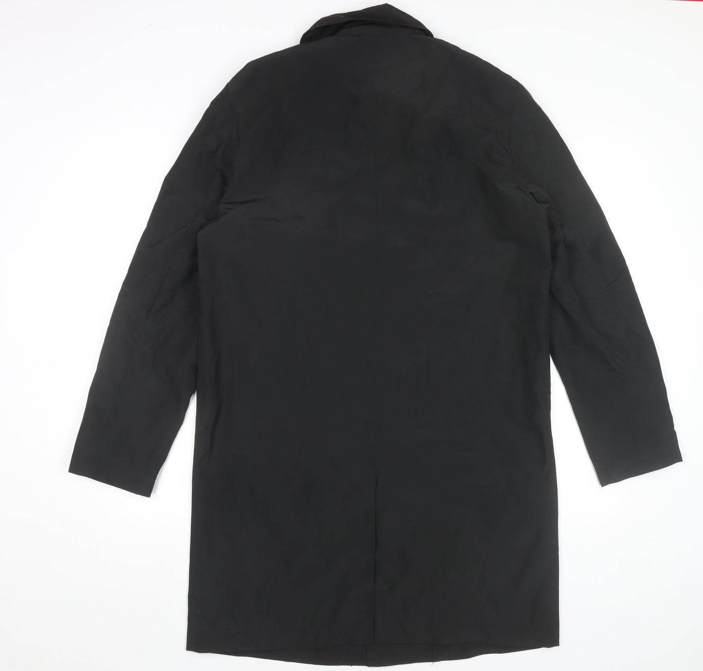 ASOS Women Black Long Overcoat Coat M Polyester Lined Classic