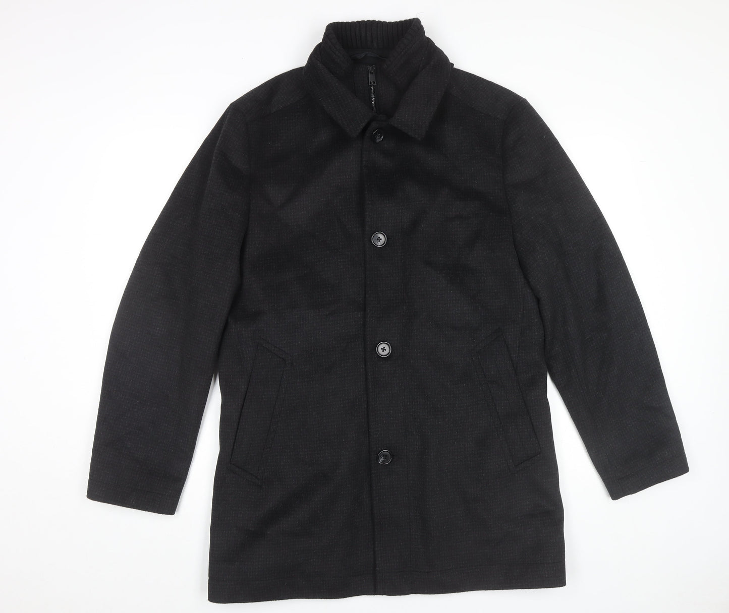 Marks and Spencer Men’s Black Wool Blend Mid-Length Overcoat M 38-40"