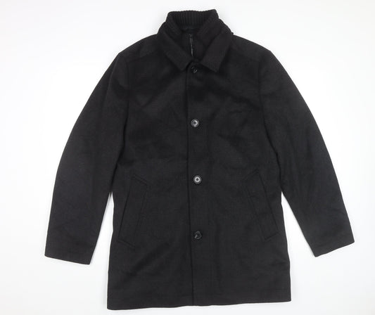 Marks and Spencer Men’s Black Wool Blend Mid-Length Overcoat M 38-40"