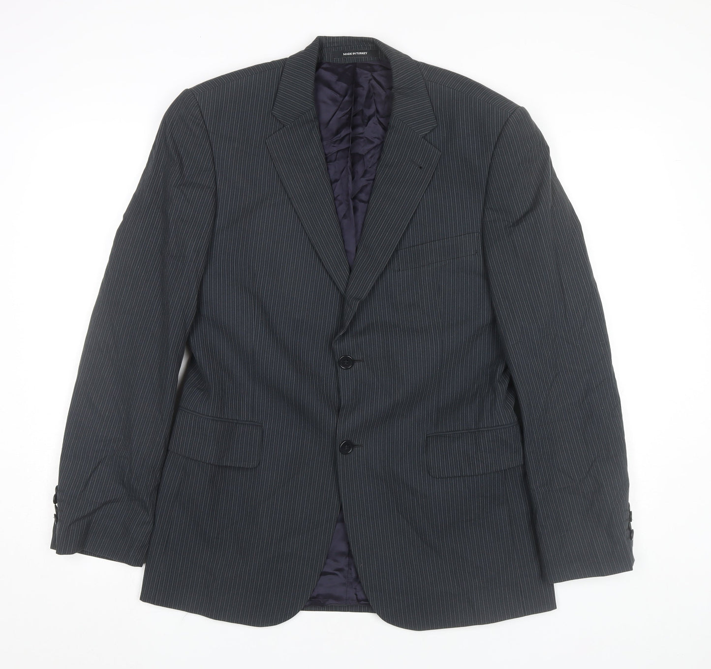 H&M Men’s Grey Pinstripe Blazer Jacket 36R Cotton Business Formal