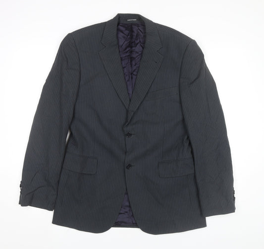 H&M Men’s Grey Pinstripe Blazer Jacket 36R Cotton Business Formal