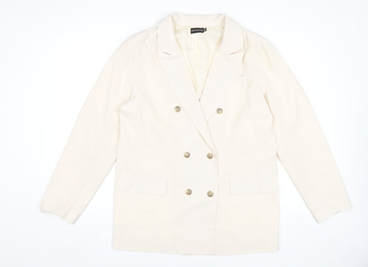 PrettyLittleThing Women Ivory Blazer Size 10 Double Breasted Jacket