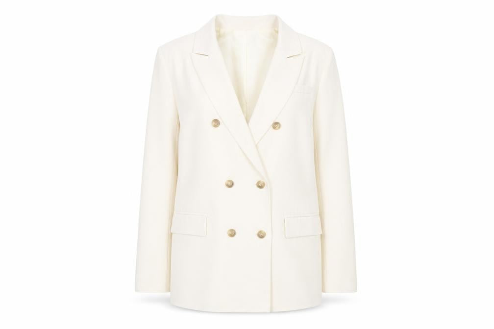 PRETTYLITTLETHING Women Ivory Blazer Size 10 Double Breasted Jacket