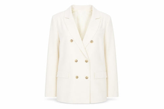 PRETTYLITTLETHING Women Ivory Blazer Size 10 Double Breasted Jacket