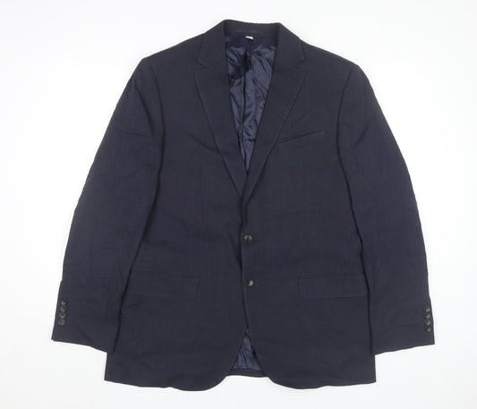 Marks and Spencer Men’s Blue 42 Chest Linen Blend Blazer Jacket XL