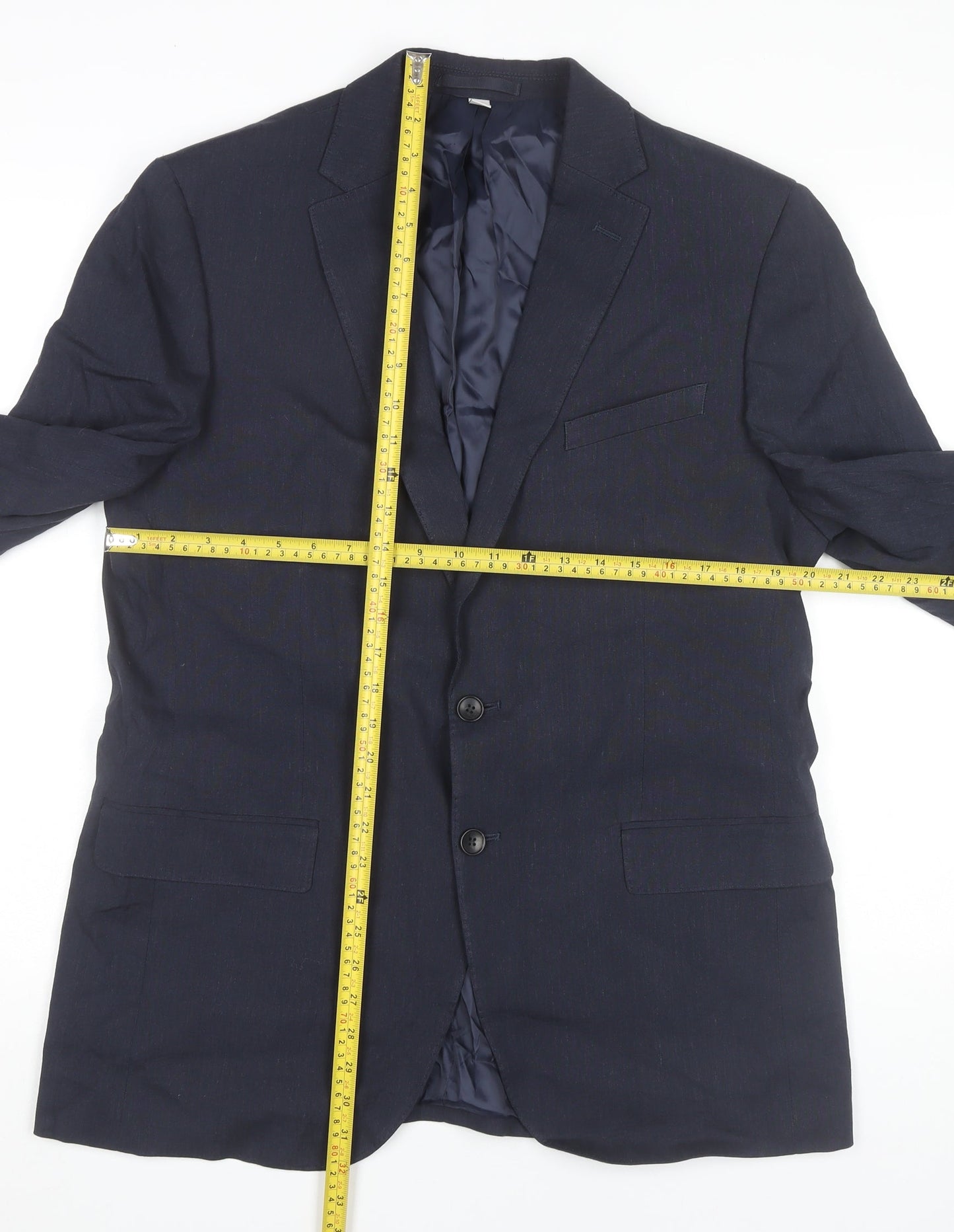 Marks and Spencer Men’s Blue 42 Chest Linen Blend Blazer Jacket XL