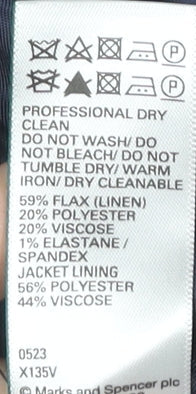 Marks and Spencer Men’s Blue 42 Chest Linen Blend Blazer Jacket XL
