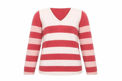 White Stuff Womens Multicoloured Striped V-Neck Jumper Size 12 Wool