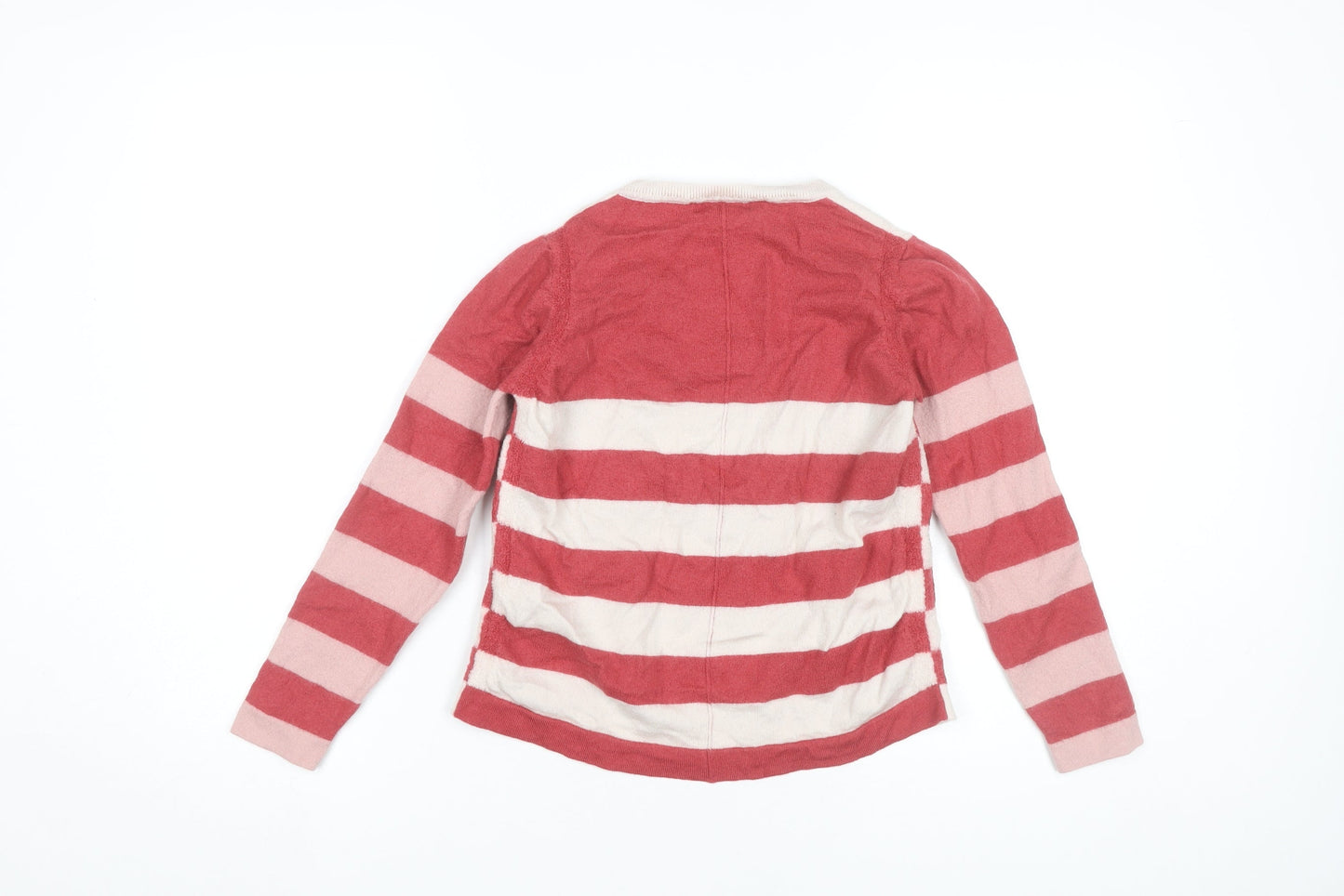 White Stuff Womens Multicoloured Striped V-Neck Jumper Size 12 Wool