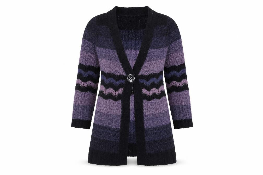 Marks & Spencer Women’s Purple Black Striped Cardigan Small