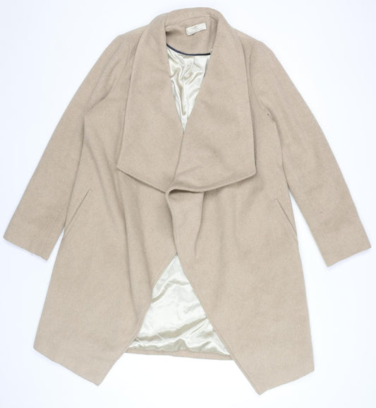 Wallis Women’s Beige Wool Blend Mid-Length Open Coat UK 10