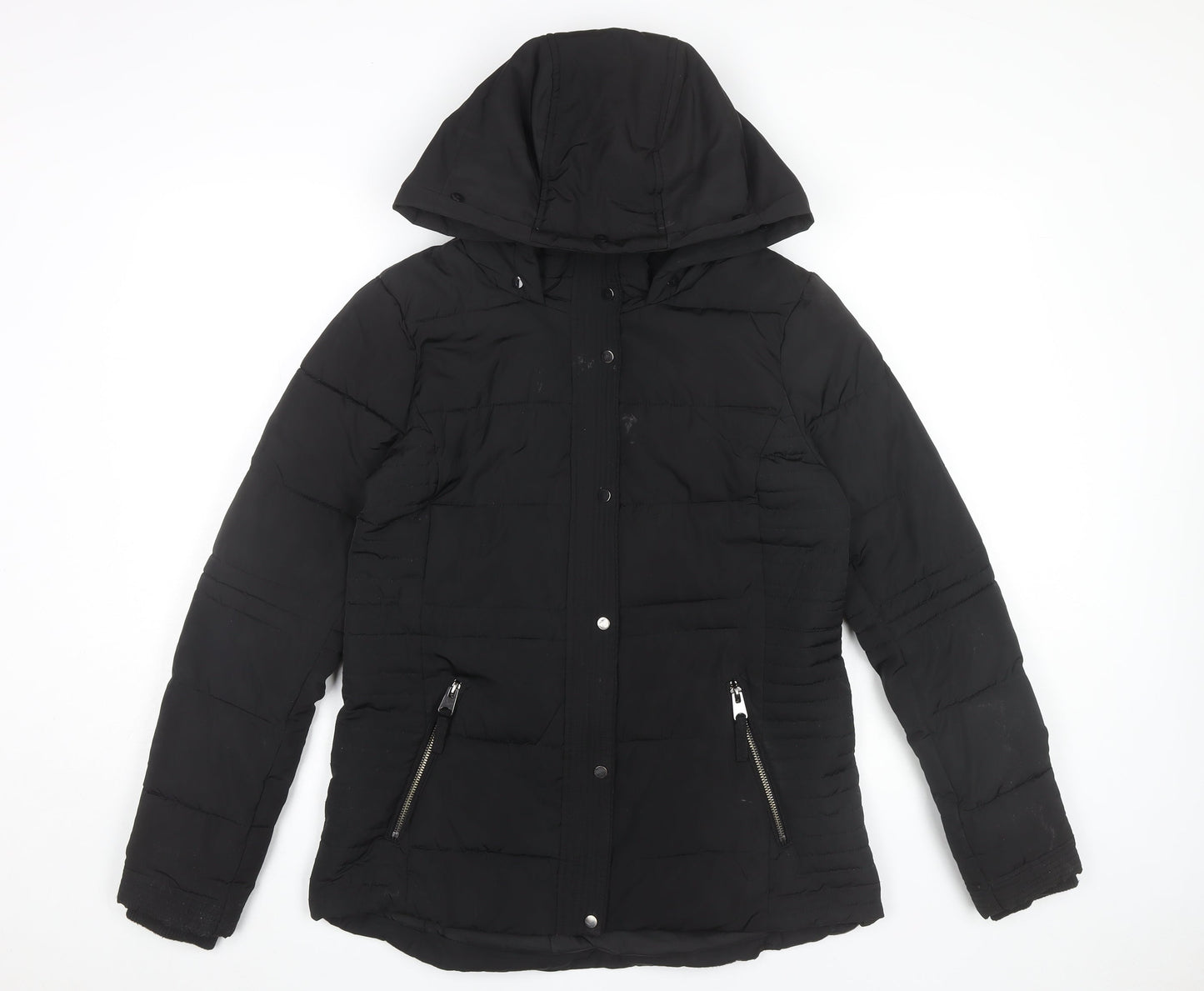 Wallis Womens Black Hooded Puffer Jacket Size S Winter Coat