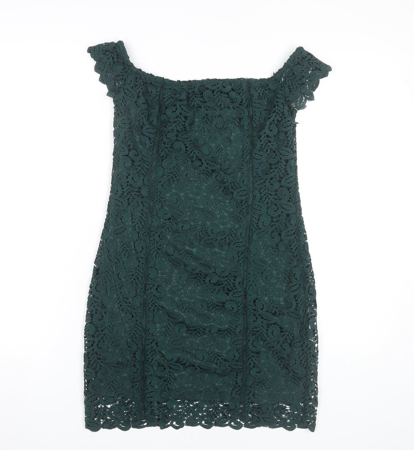 Mango Women’s Green Lace Off Shoulder Sheath Dress Size 8