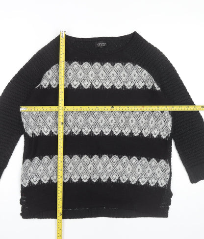 Topshop Womens Black Size 8 Pullover Jumper Knit Raglan