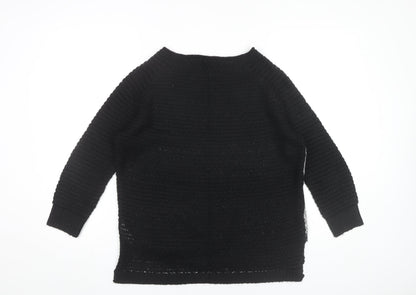 Topshop Womens Black Size 8 Pullover Jumper Knit Raglan