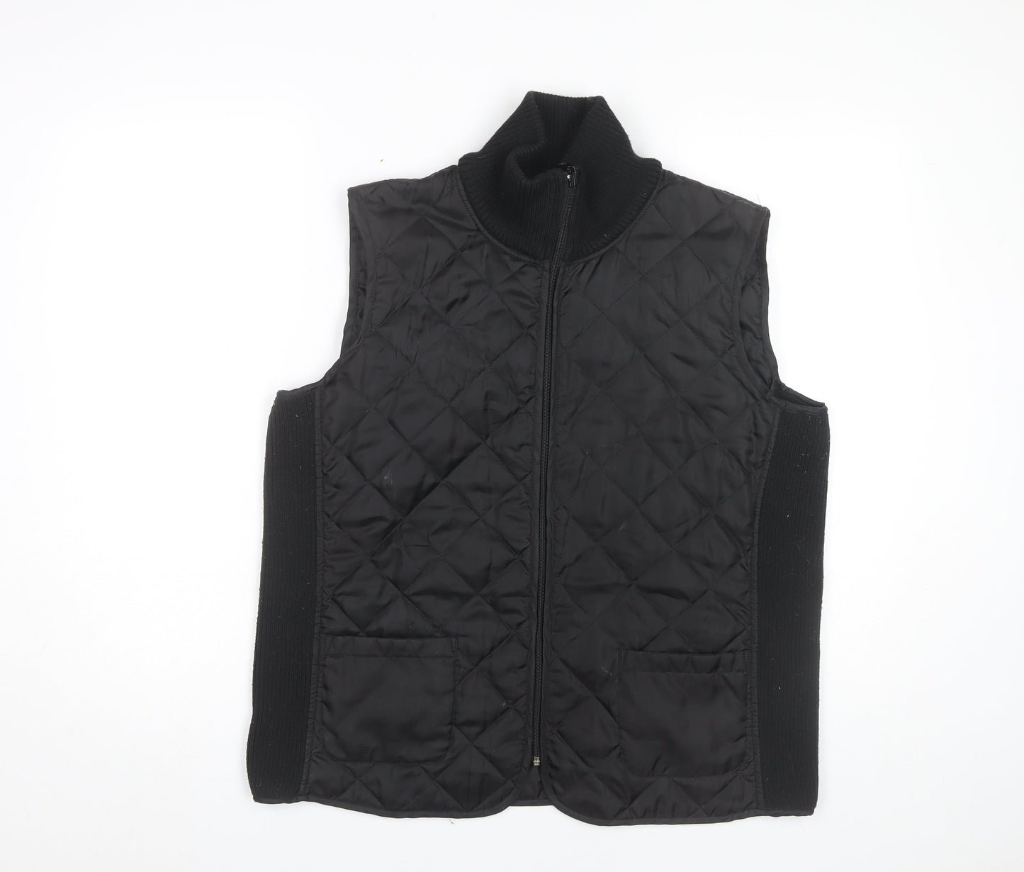 Kenneth Cole Womens Black L Quilted Sleeveless Waistcoat
