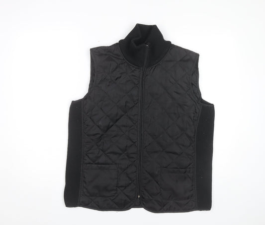Kenneth Cole Womens Black L Quilted Sleeveless Waistcoat