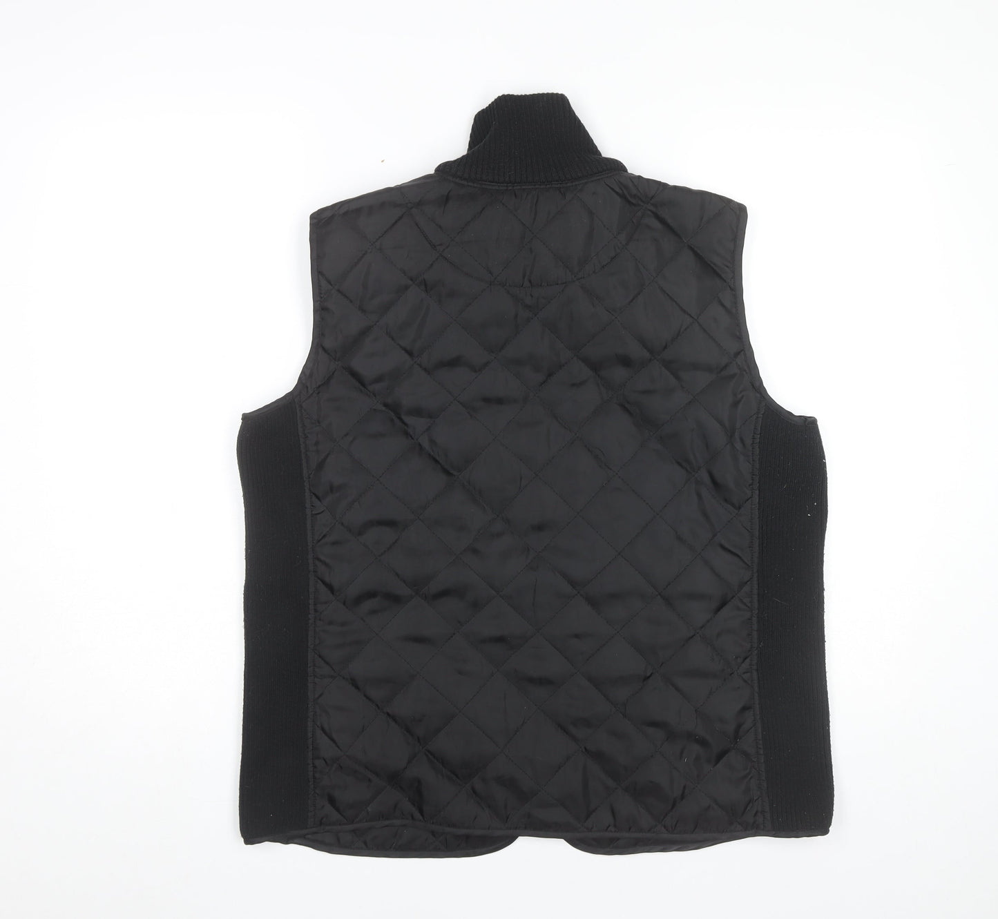 Kenneth Cole Womens Black L Quilted Sleeveless Waistcoat