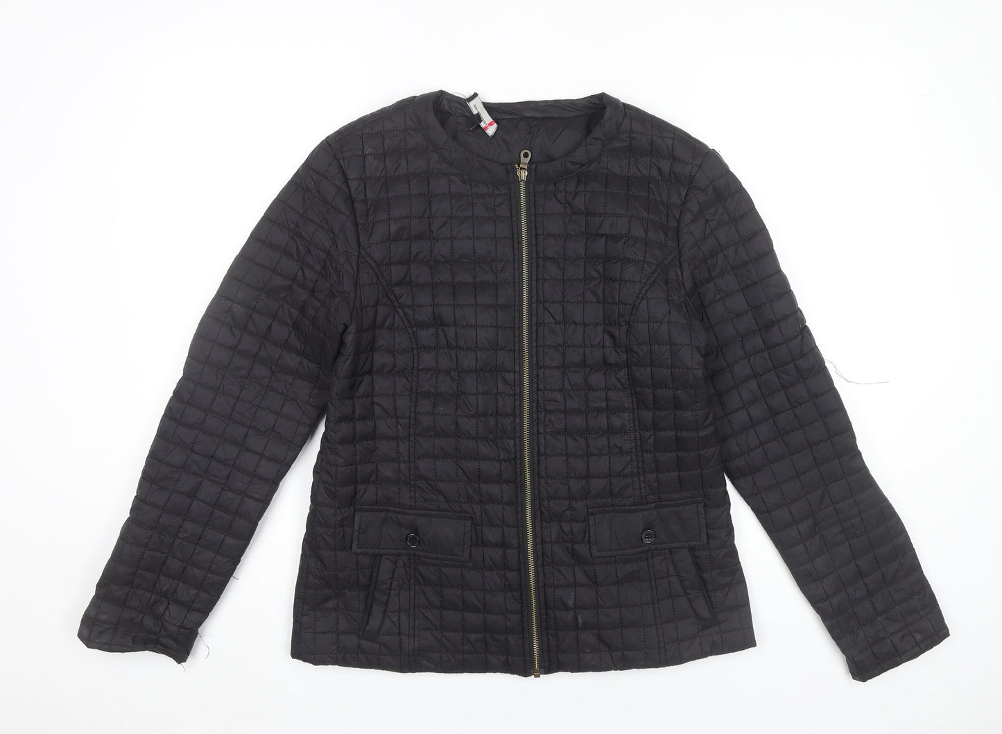 Incorporatewear Womens Black Quilted Jacket Size M Zip Front Casual