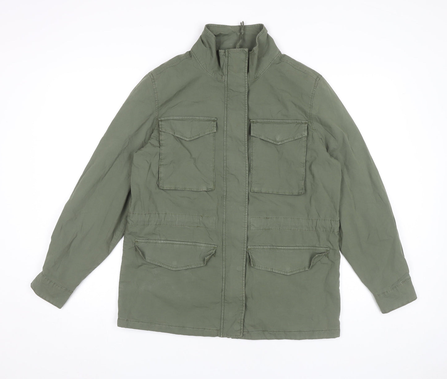 Marks and Spencer Womens Green Size 8 Military Jacket Cotton Blend