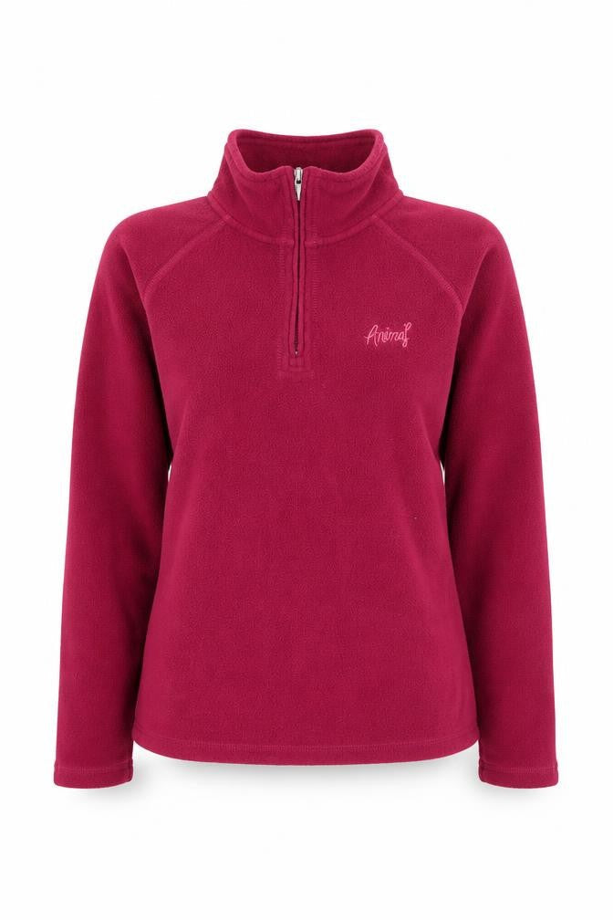 Animal Womens Pink Fleece Sweatshirt M 1/4 Zip Pullover Jumper
