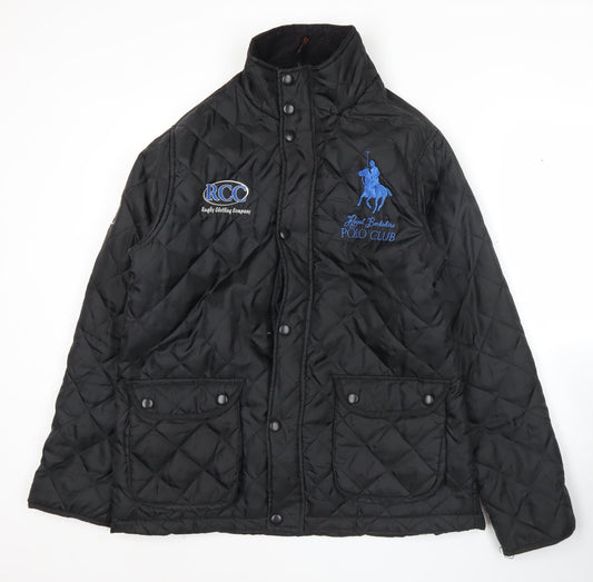 Result Mens Black Quilted Jacket Small RCC Polo Club Embroidered