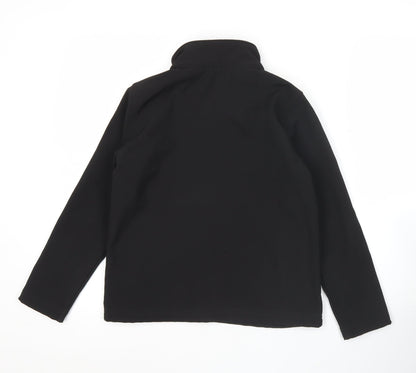 Close-up detail of Gelert boys’ black softshell jacket, size 9-10, years full zip outdoor coat