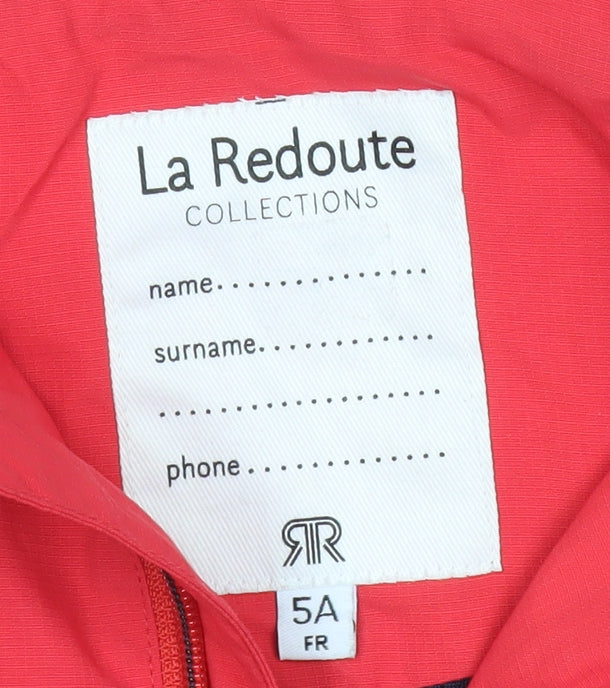 La Redoute Boys Red Hooded Windbreaker Jacket 5 Years Full Zip