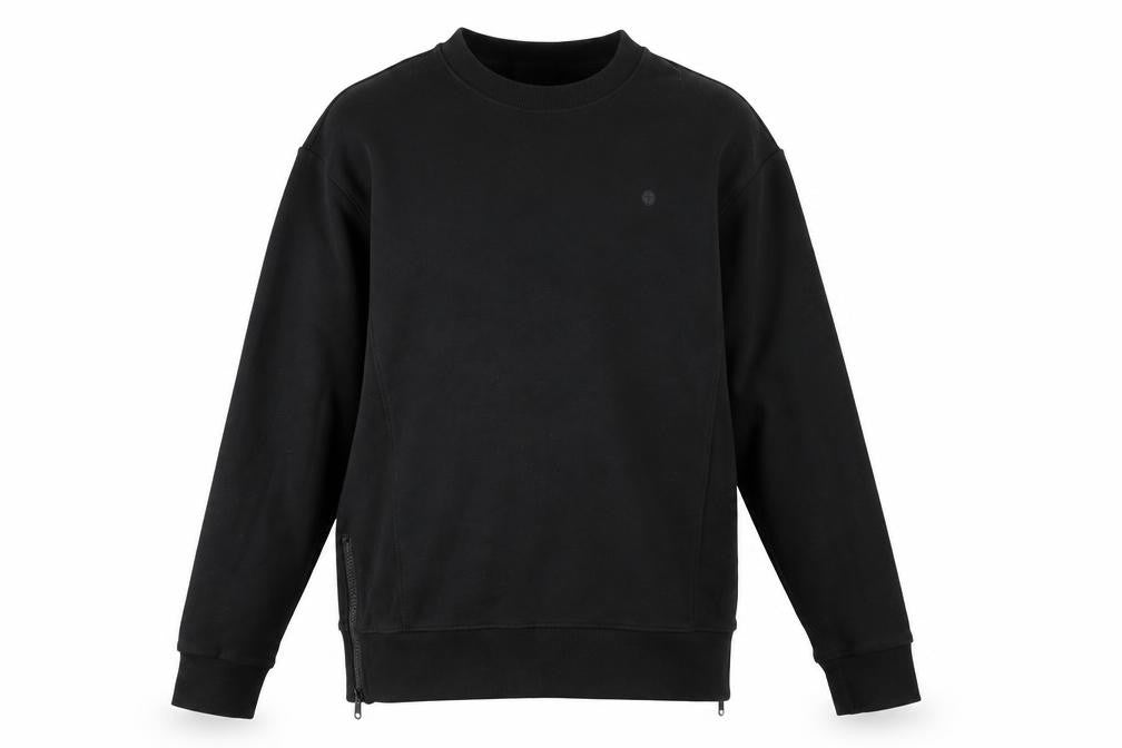 Gym+Coffee Men’s Black Sweatshirt M Crew Neck Pullover with Zip Detail