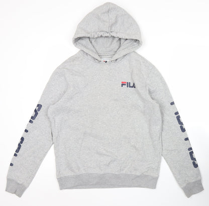 Additional front view of Fila Men’s Grey Pullover Hoodie Sweatshirt Logo Small