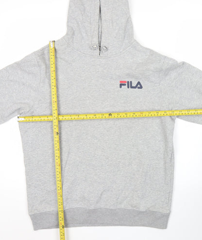 Back view of Fila Men’s Grey Pullover Hoodie Sweatshirt Logo Small