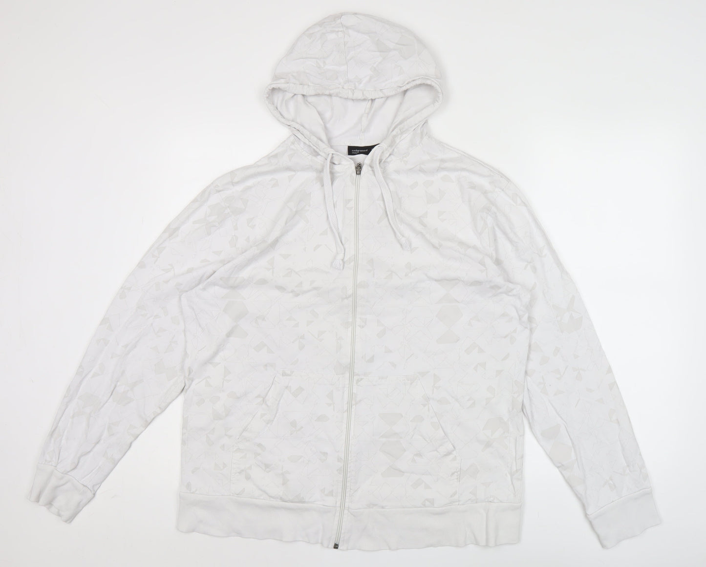 Cedarwood State Men’s White XL Hoodie Full Zip Geometric Pattern