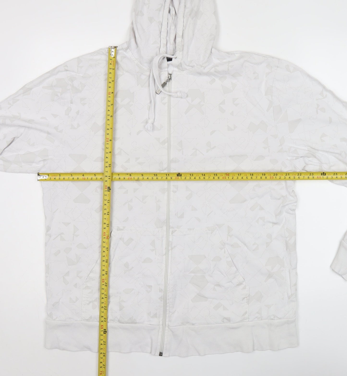 Cedarwood State Men’s White XL Hoodie Full Zip Geometric Pattern
