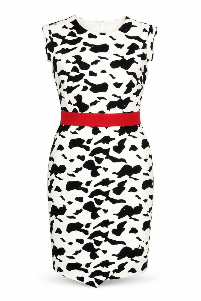 Damsel in a Dress Women’s Size 12 Black White Animal Print Sheath Dress
