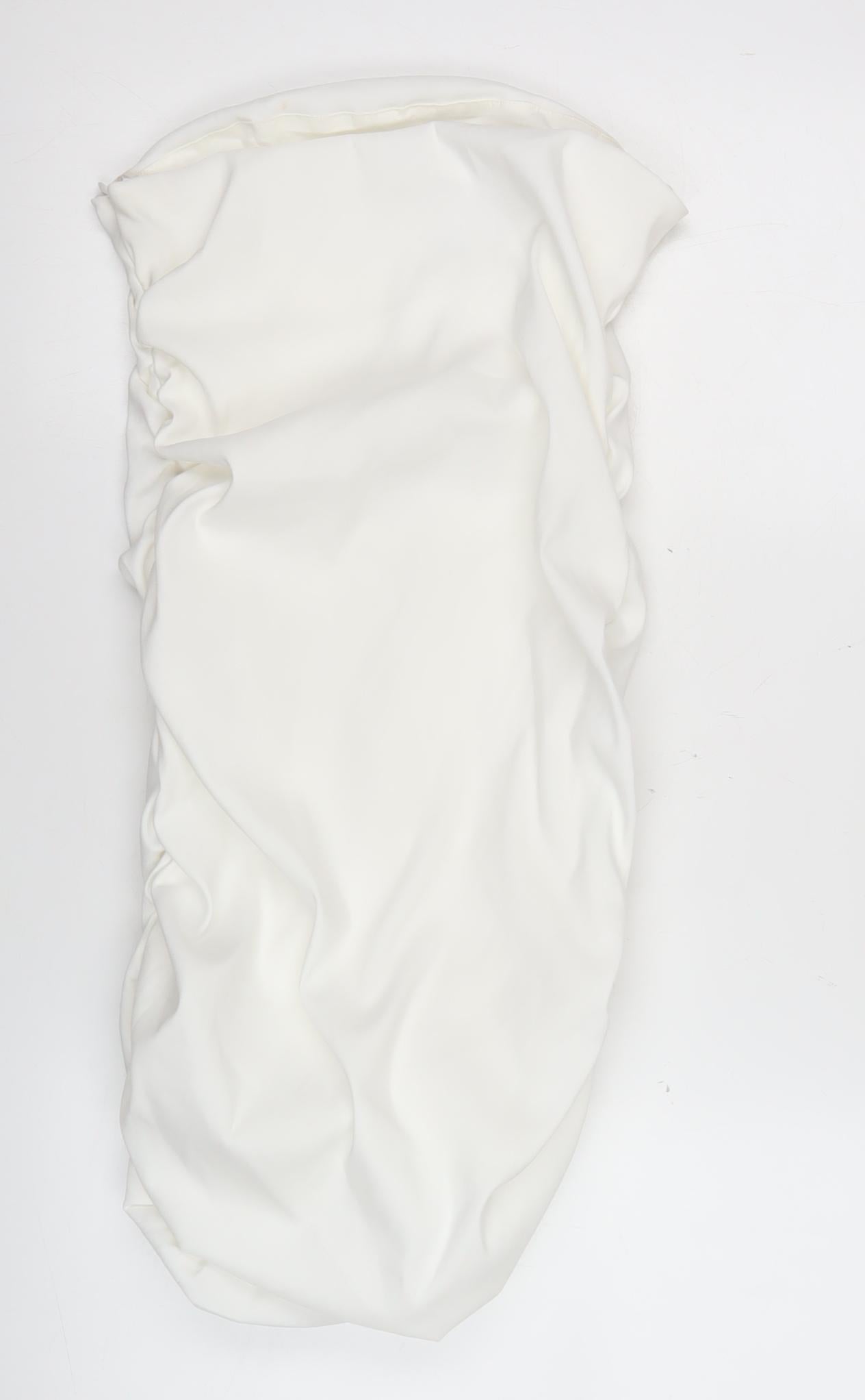 Zara Women White Strapless Bodycon Dress M Satin Party Cocktail