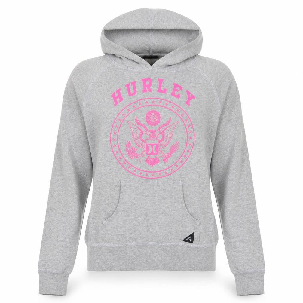 Hurley Womens Grey Pullover Hoodie Sweatshirt Size M Logo Print