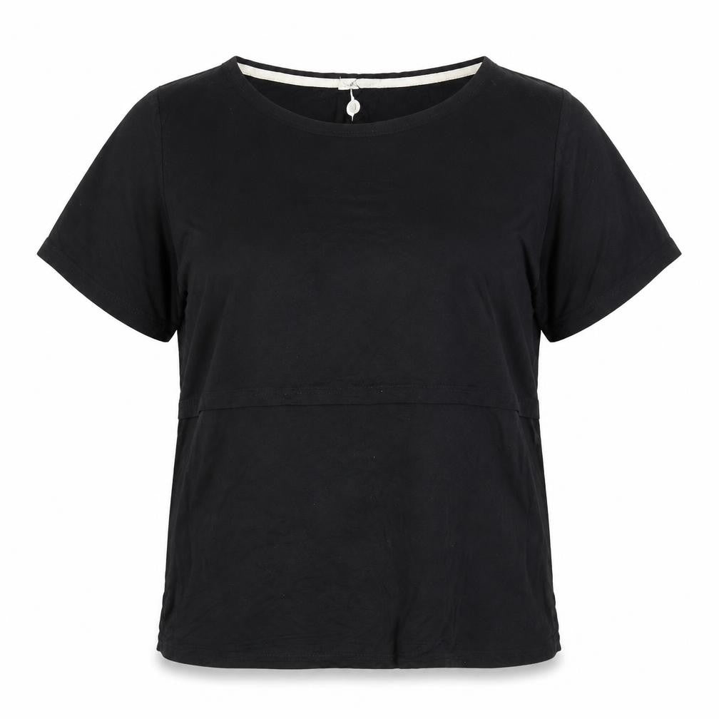 SMALLSHOW Womens Black M T-Shirt Scoop Neck Stretch Top