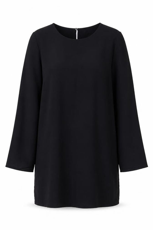 H&M Women’s Black Tunic Blouse L Long Sleeve Round Neck