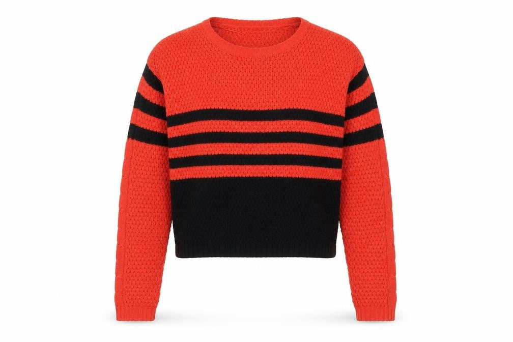 Vila Women Red Black Striped Knit Pullover Jumper Size S