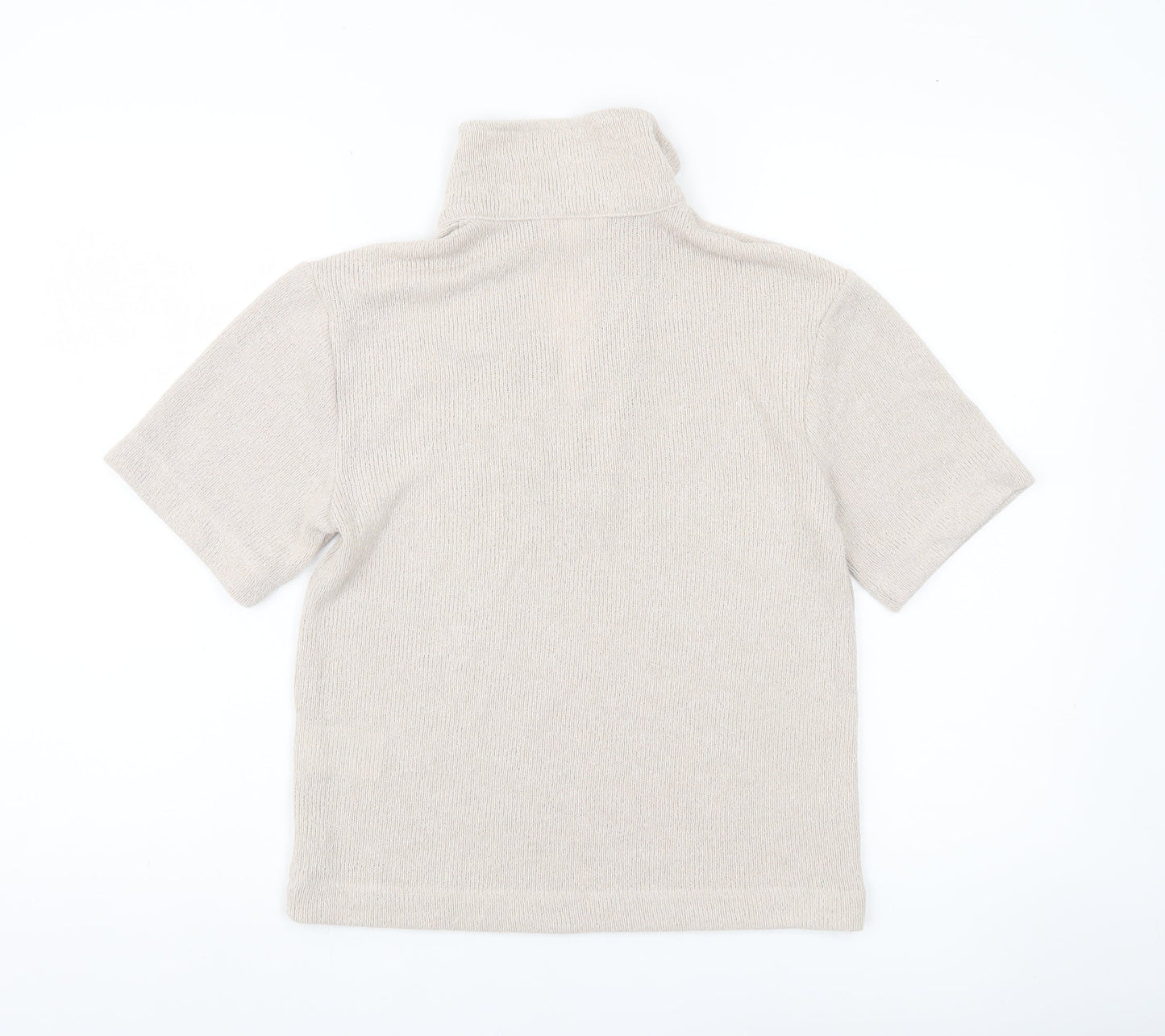 H&M Women Beige XS Short Sleeve Knit Polo Top