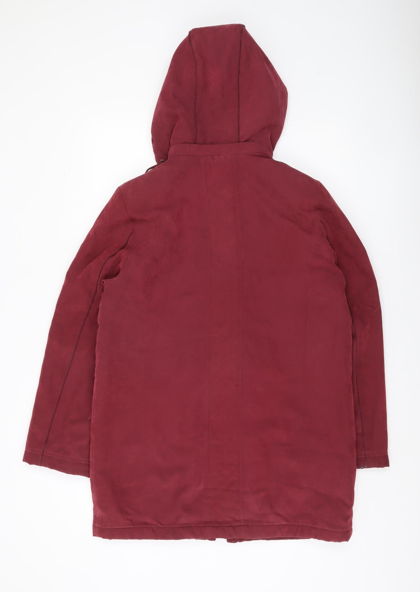 Anna Rose Women's Red Parka Coat Hooded Mid-Length Size S