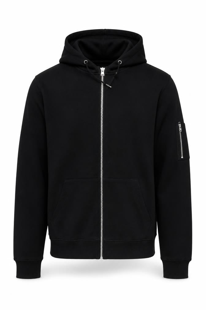 boohooMAN Men’s Black Full Zip Hoodie Size M Regular Fit Long Sleeve