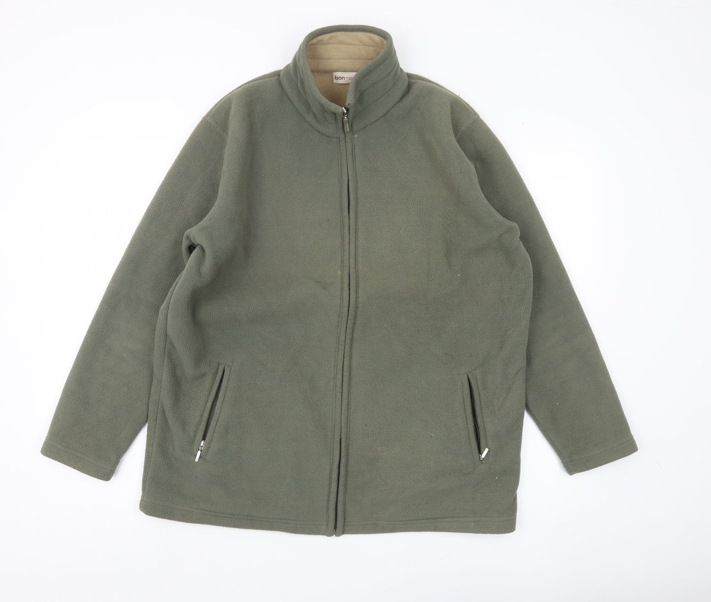 Bonmarché Mens Green Fleece Jacket Size M Regular Fit Full Zip